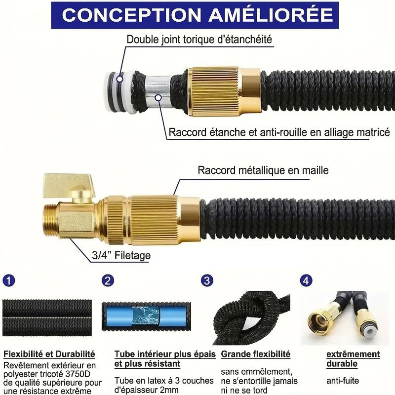 infos Tuyau arosage extensible noir  